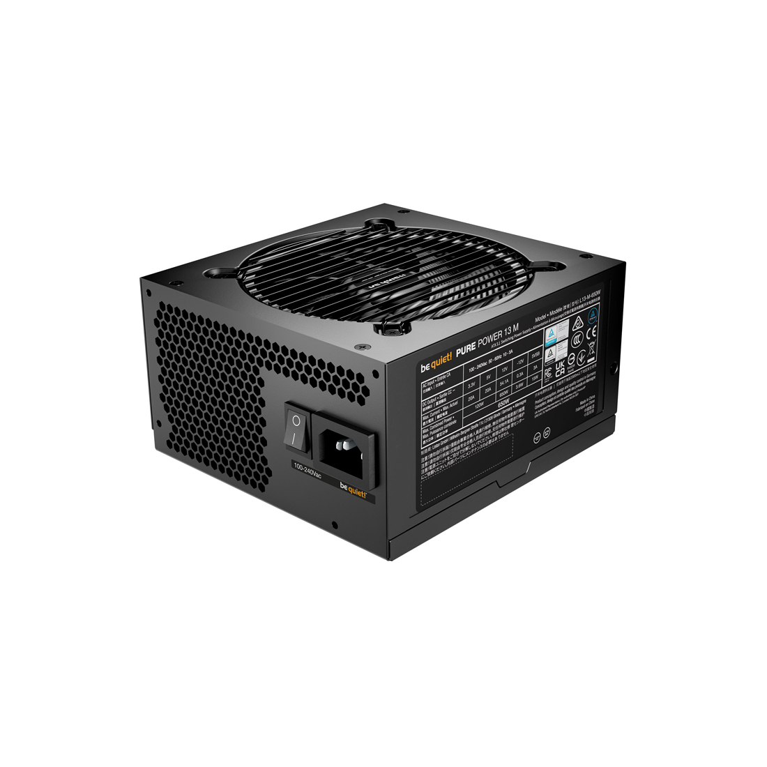 Блок питания, Bequiet!, Pure Power 13M 550W, BP024EU, 550W, Gold, ATX 3.1, APFC, 1*20+4pin, 1*4+4pin, 5*SATA, 2*PCI-E 6+2 pin, Вентилятор 12см, 160*86*150 см, Черный