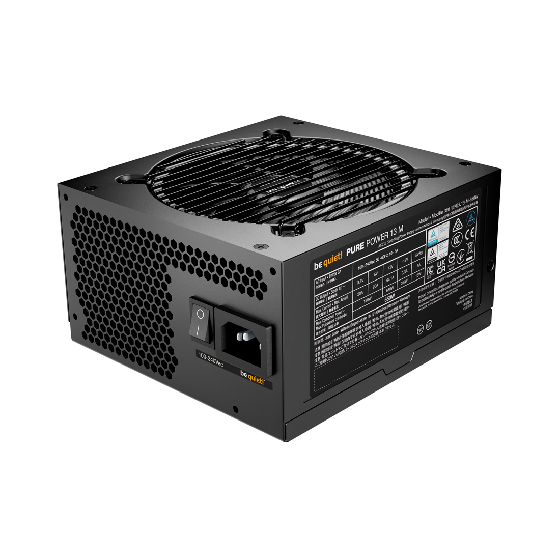 Блок питания, Bequiet!, Pure Power 13M 650W, BP025EU, 850W, Gold, ATX 3.1, APFC, 1*20+4pin, 1*4+4pin, 5*SATA, 2*PCI-E 6+2 pin, Вентилятор 12см, 160*86*150 см, Черный