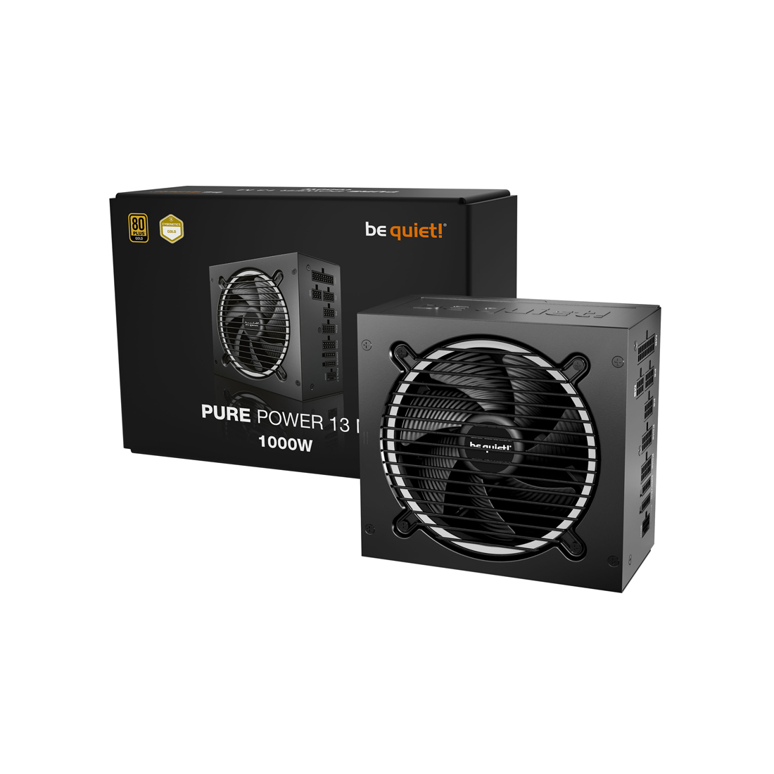 Блок питания, Bequiet!, Pure Power 13M 1000W, BP028EU, 1000W, Gold, ATX 3.1, 1*20+4pin, 1*4+4pin, 1*8pin, 6*SATA, 4*PCI-E 6+2 pin, Вентилятор 12см, 160*86*150 см, Черный