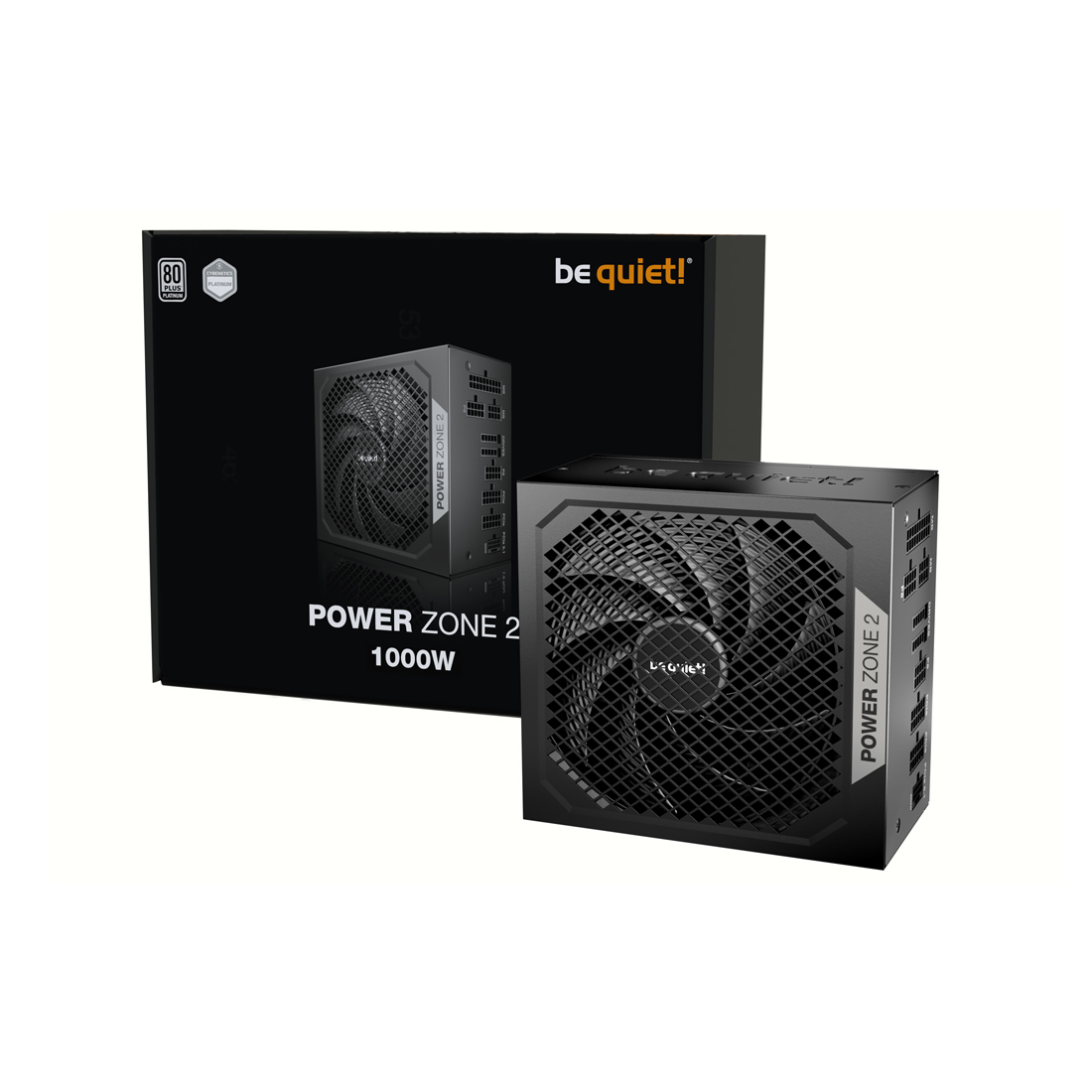 Блок питания, Bequiet!, POWER ZONE 2 1000W, BP008EU, 1000W, ATX 3.1, Platinum, APFC, 20+4 pin, 2*4+4pin, 7*Sata, 1*Molex, 3*PCI-E 6+2 pin, 1*12VHPWR, Modular, Вентилятор 14мм, 160*150*86 см, Чёрный