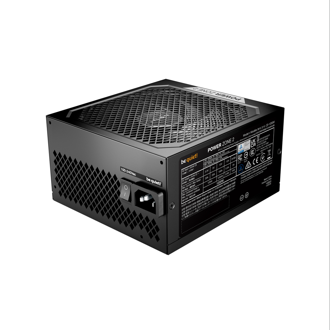 Блок питания, Bequiet!, POWER ZONE 2 1200W, BP030EU, 1200W, ATX 3.1, ATX, 140мм, Модульный, 20+4 pin, 3*PCI-E 6+2 pin, 7*SATA, 4+4 pin, 328 x 248 x 102 мм, Black