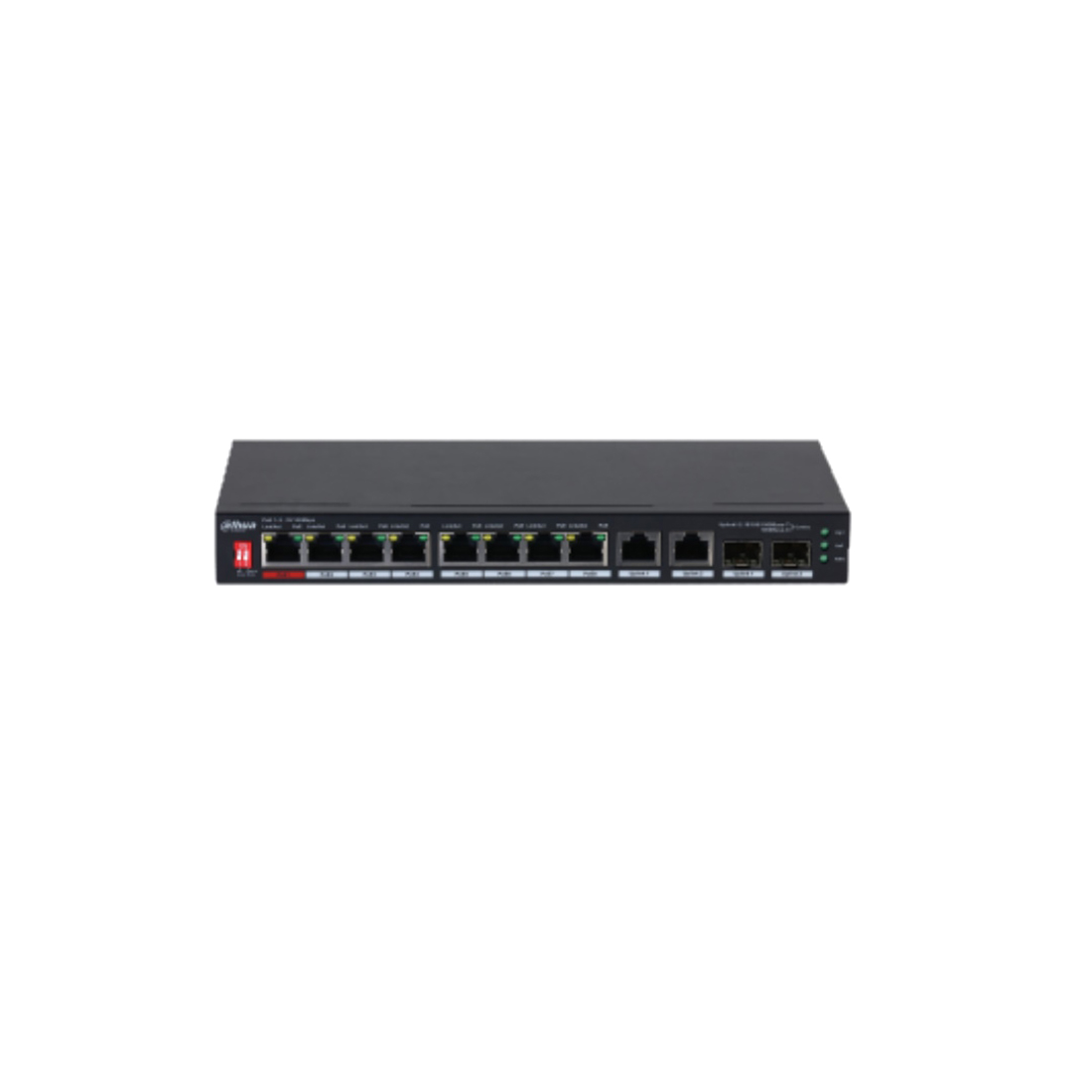 Коммутатор Dahua DH-PFS3210-8ET2GF-96, Неуправляемый, 8 портов x10/100 Base-T (PoE 90W)