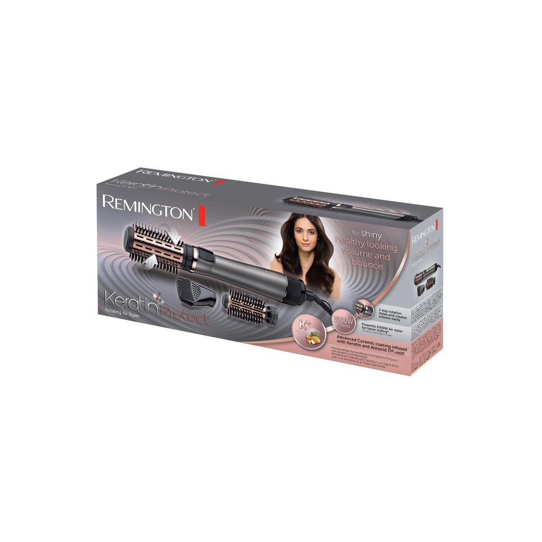 Фен-щетка, Remington, AS8810, Мощность 1000 Вт, Подача холодного воздуха есть, Автовращение, Цвет серый