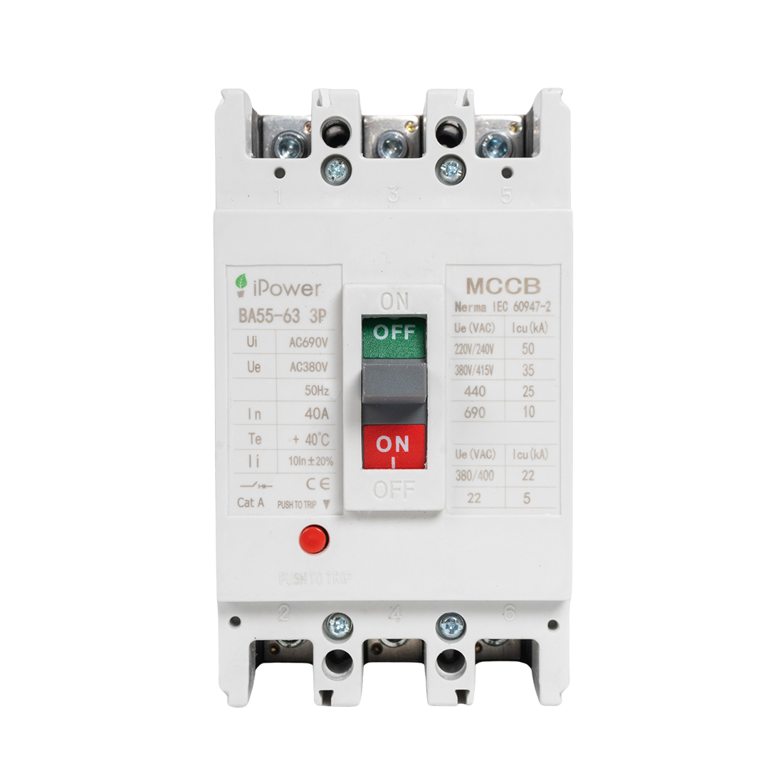 Автоматический выключатель, iPower, ВА55-63 3P 40A