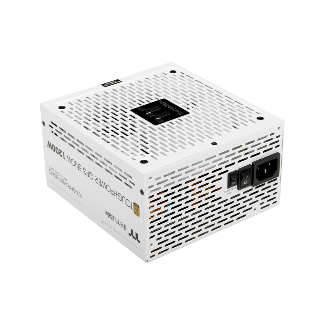 Блок питания, Thermaltake, Toughpower GF3 1200W White, PS-TPD-1200FNFAGE-N, 1200W, ATX 3.0, Gold, APFC, 20+4pin, 4+4pin, 8pin, 12*Sata, 4*Molex, 4*PCI-E 6+2pin, PCI-E 12+4pin, FDD, Modular, Вентилятор 13.5см, 150х86х160мм, Белый