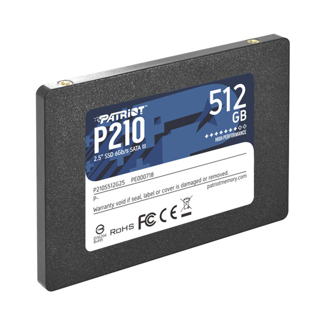 Твердотельный накопитель SSD Patriot P210 P210S512G25, 512 ГБ, SATA, 520/430 Мб/с