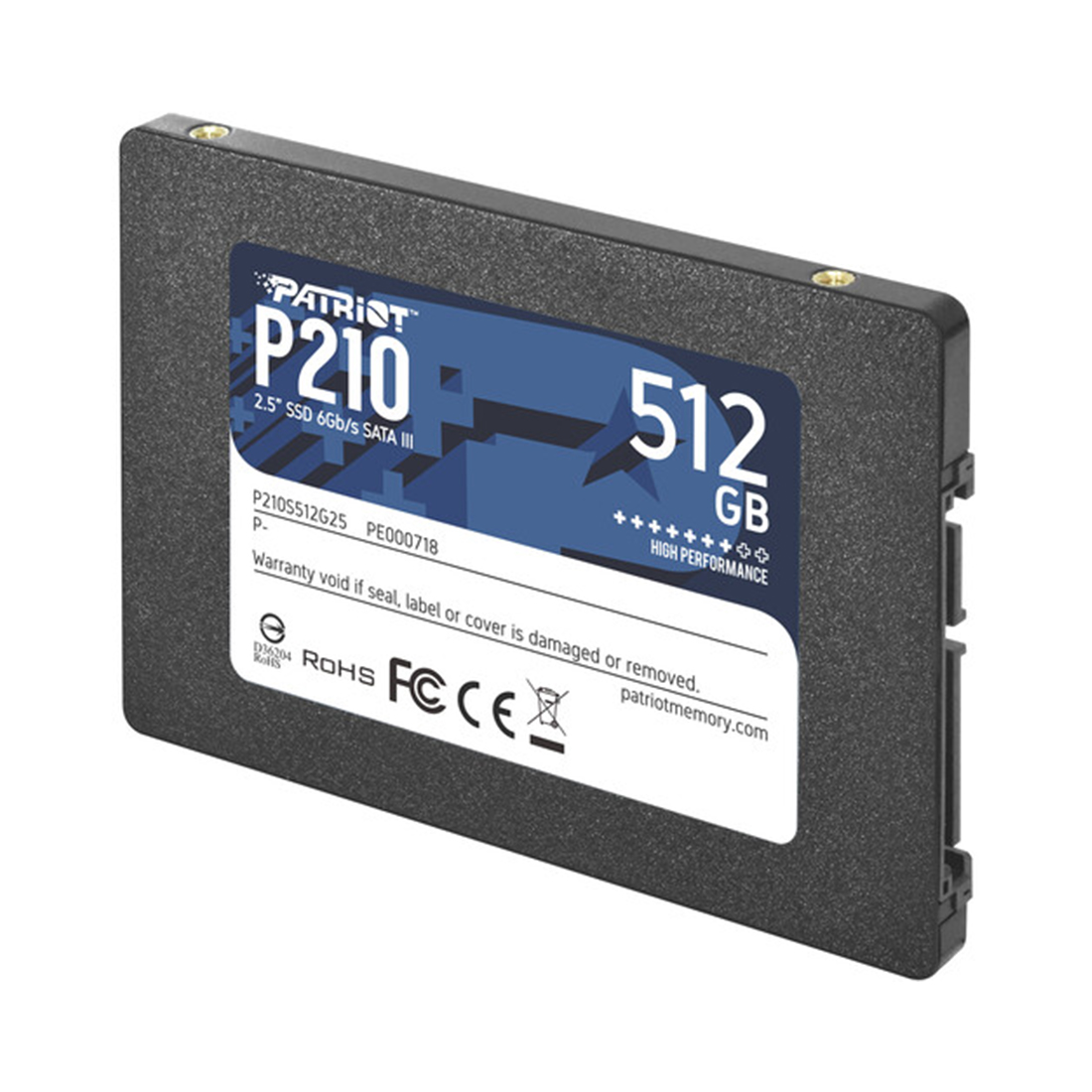 Твердотельный накопитель SSD Patriot P210 P210S512G25, 512 ГБ, SATA, 520/430 Мб/с