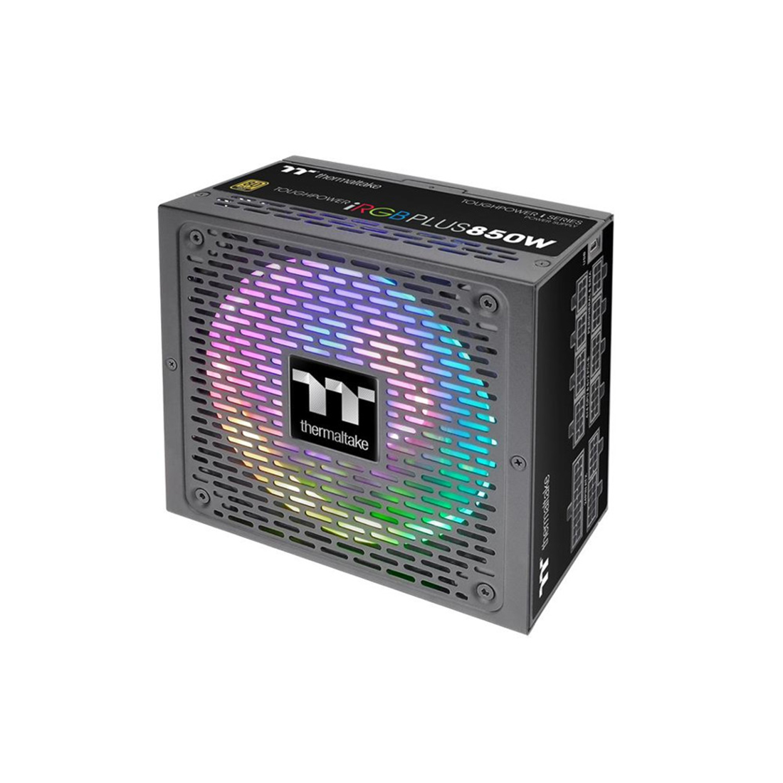 Блок питания, Thermaltake, Toughpower iRGB 850W, PS-TPI-0850F3FDGE-1, 850W, ATX, Gold, APFC, 20+4 pin, 2*4+4pin, 12*Sata, 4*Molex, 6*PCI-E 6+2 pin, FDD, Modular, Вентилятор RGB 14 см, 150х86х160мм, Чёрный
