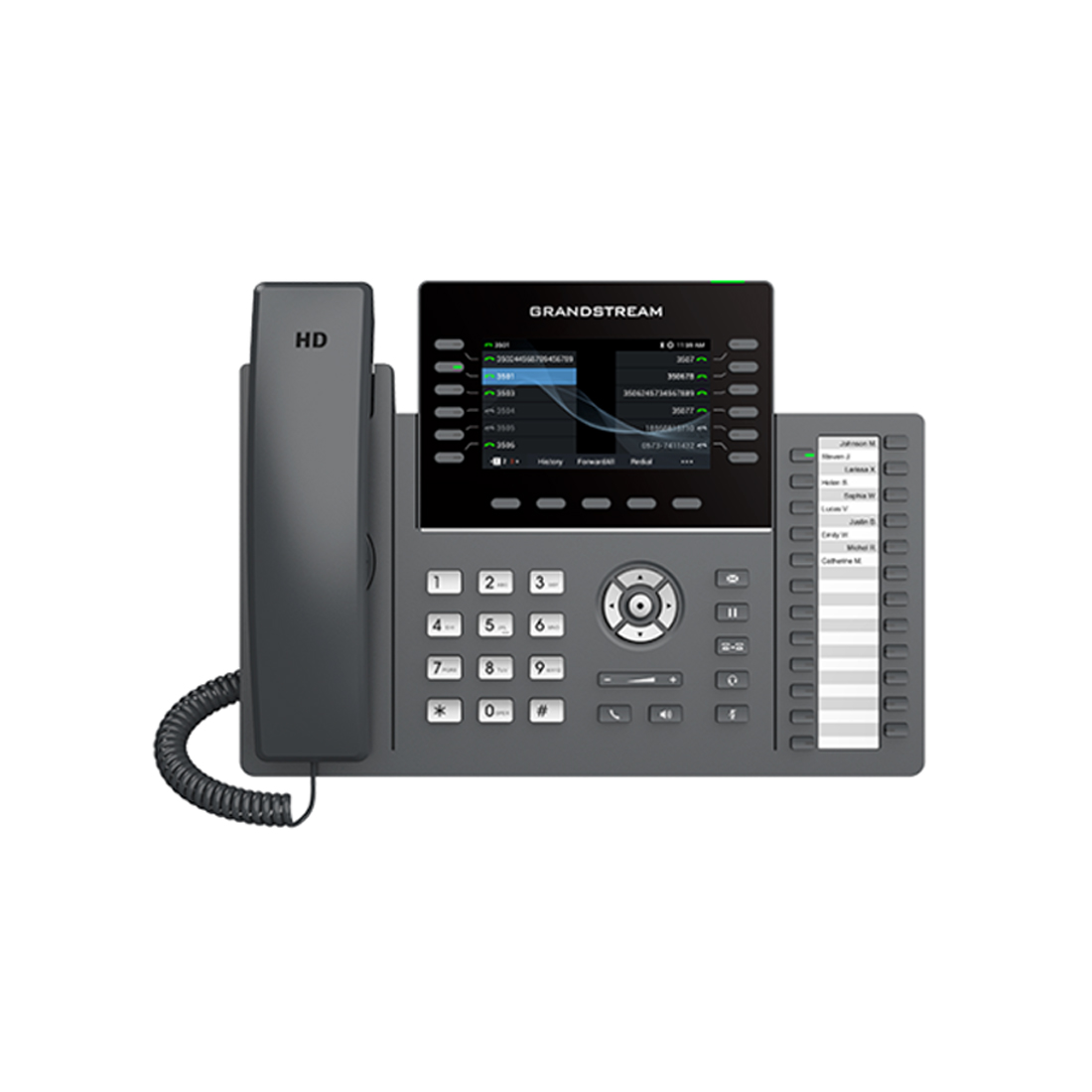 IP телефон, Grandstream, GRP2636, 16 SIP аккаунтов, 12 линий, 4,3" (480272) цветной LCD, PoE, (1GbE)Gigabit Ethernet, 24 BLF, USB, Wi-Fi, Bluetooth, блок питания 12 В/1 А