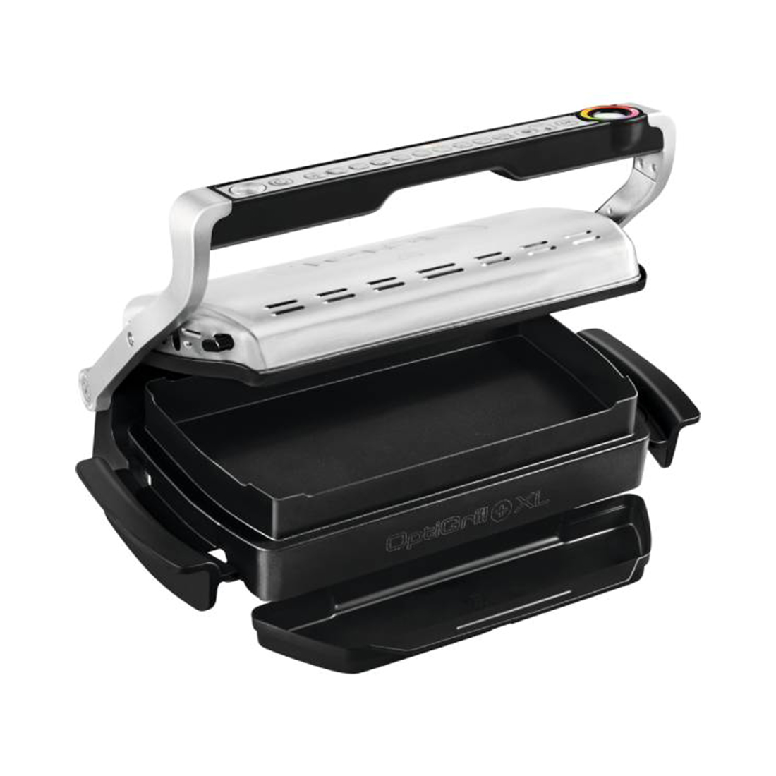 Гриль, Tefal, XL GC724D12, Мощность 2000Вт, 9 программ, 6-8 порций за одно приготовление, Электронное управление, 4 уровня температуры, Съемные пластины, Длина шнура 1.2 м, Стальной-Черный