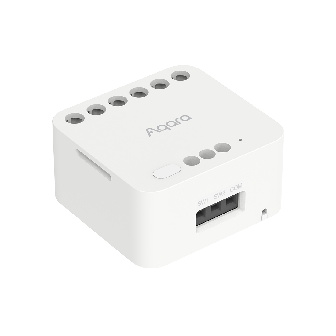Реледвухканальное с сухим контрактом, Aqara, Dual Relay Module T2, DCM-K01, 45 x 48 x 34 мм, Zigbee, 100 — 250 В~, 50/60 Гц, Защита от перегрева, Удаленное управление со смартфона, Голосовое управление через Алису, Марусю и Siri, Белый