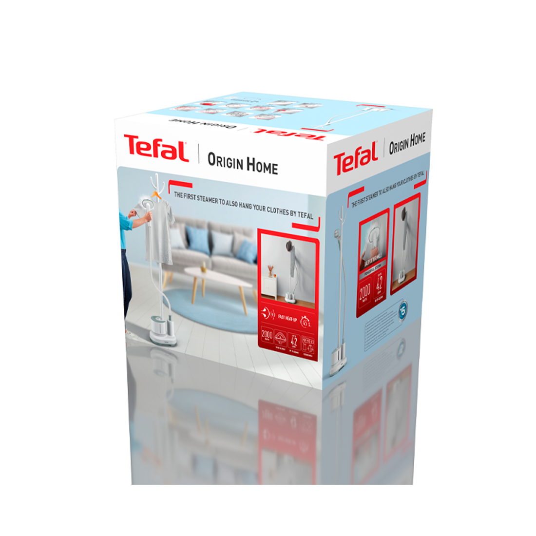 Отпариватель вертикальный ,Tefal, Origin Home IT3274E1, Объем 1.4л, 3 режима, Подача пара 42 г/мин, Время нагрева 45с, Время работы до 35 мин, Длина шнура 2м, Эвкалиптовый/Белый