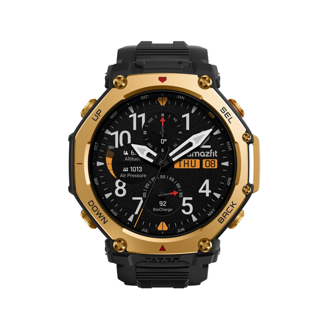 Смарт часы, Amazfit, T-Rex 3 Pro A2444, HD-дисплей AMOLED 1.5 дюйма, Разрешение 480*480 pixel, GPS, GLONASS, Beidou, Galileo, QZSS, Водонепроницаемые (10 ATM), Аккумулятор 700 мАч, Время работы до 25 дней, Черный