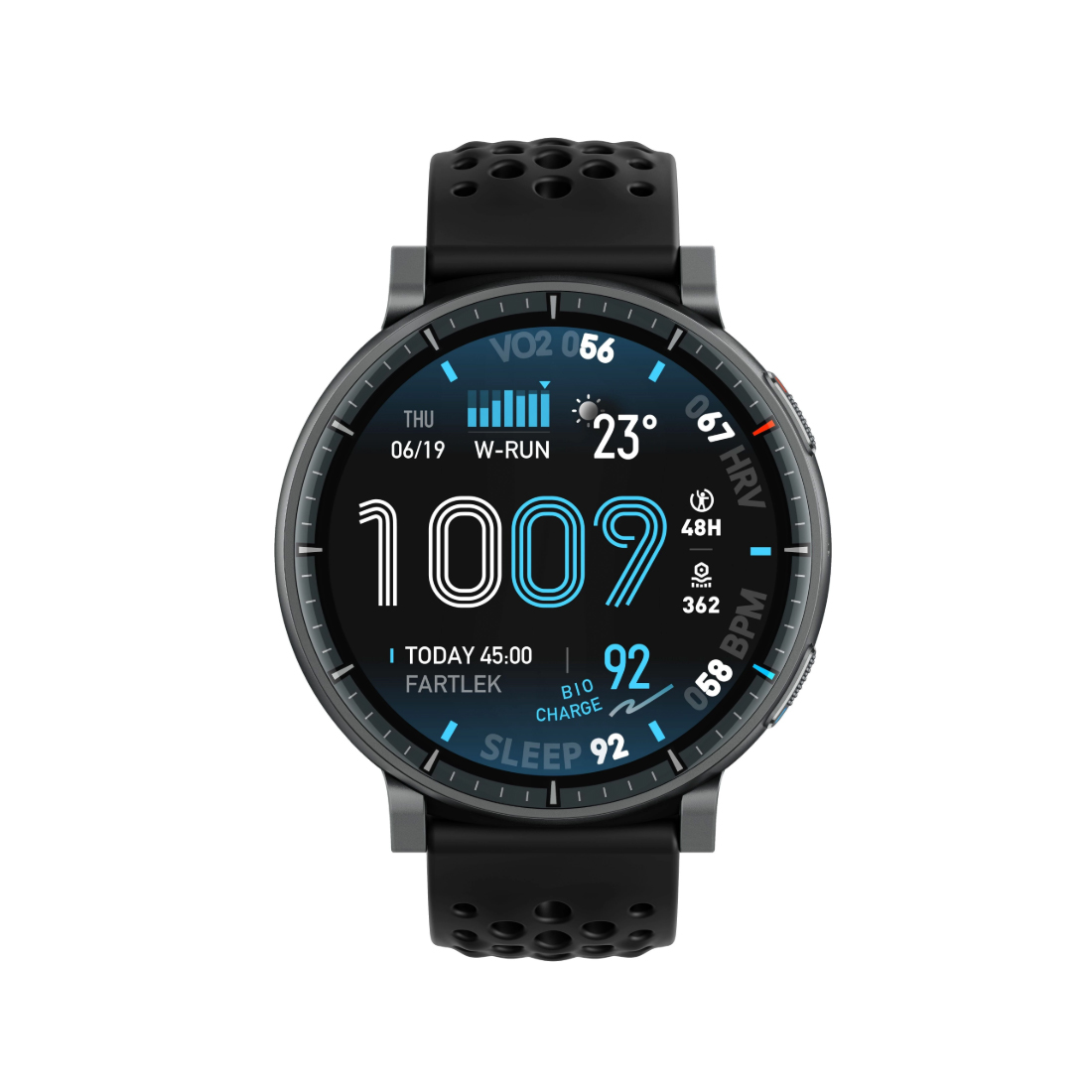 Смарт часы, Amazfit, Active Max A2557, Дисплей 1.32" AMOLED, Разрешение 466x466, Яркость до 2000 нит, Стекло закаленное с антибликовым покрытием, Водонепроницаемость (5 АТМ), Пятиспутниковое позиционирование, Батарея 270 мАч, Черный силиконовый ремешок, Черный