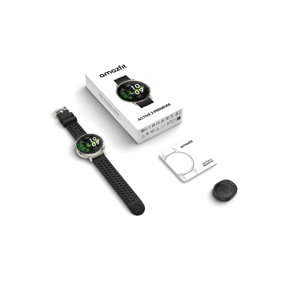Смарт часы, Amazfit, 3 Premium A2559, Дисплей 1.32" AMOLED, Разрешение 466x466, Яркость до 2000 нит, Стекло закаленное с антибликовым покрытием, Водонепроницаемость (5 АТМ), Пятиспутниковое позиционирование, Батарея 270 мАч, Черный силиконовый ремешок, Серебристый