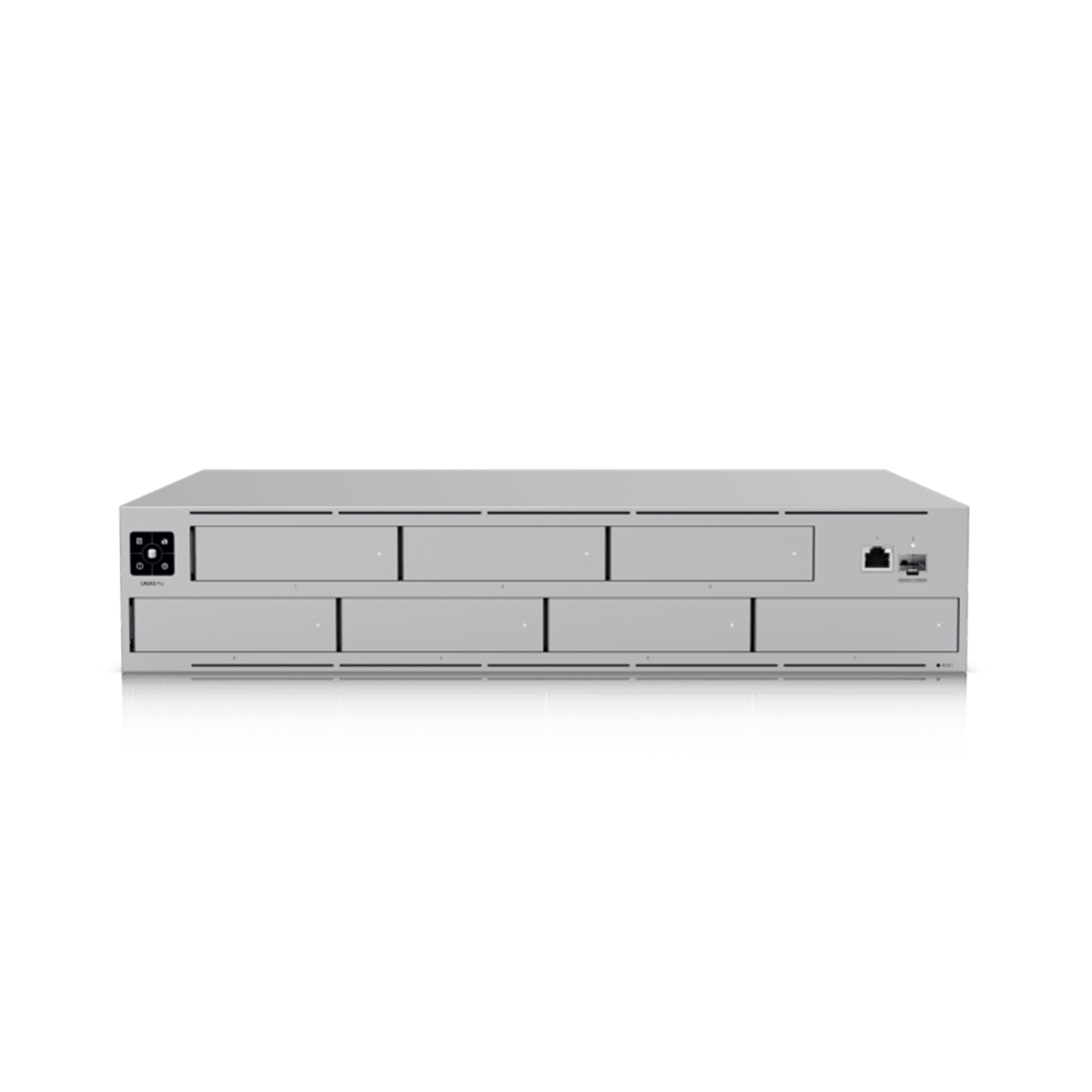 Система хранения данных, Ubiquiti, UNAS-Pro, Поддержка 7 накопителей 2.5/3.5" HDD / SSD, 1 порт 10G SFP+, 1 порт GbE RJ45,RAID