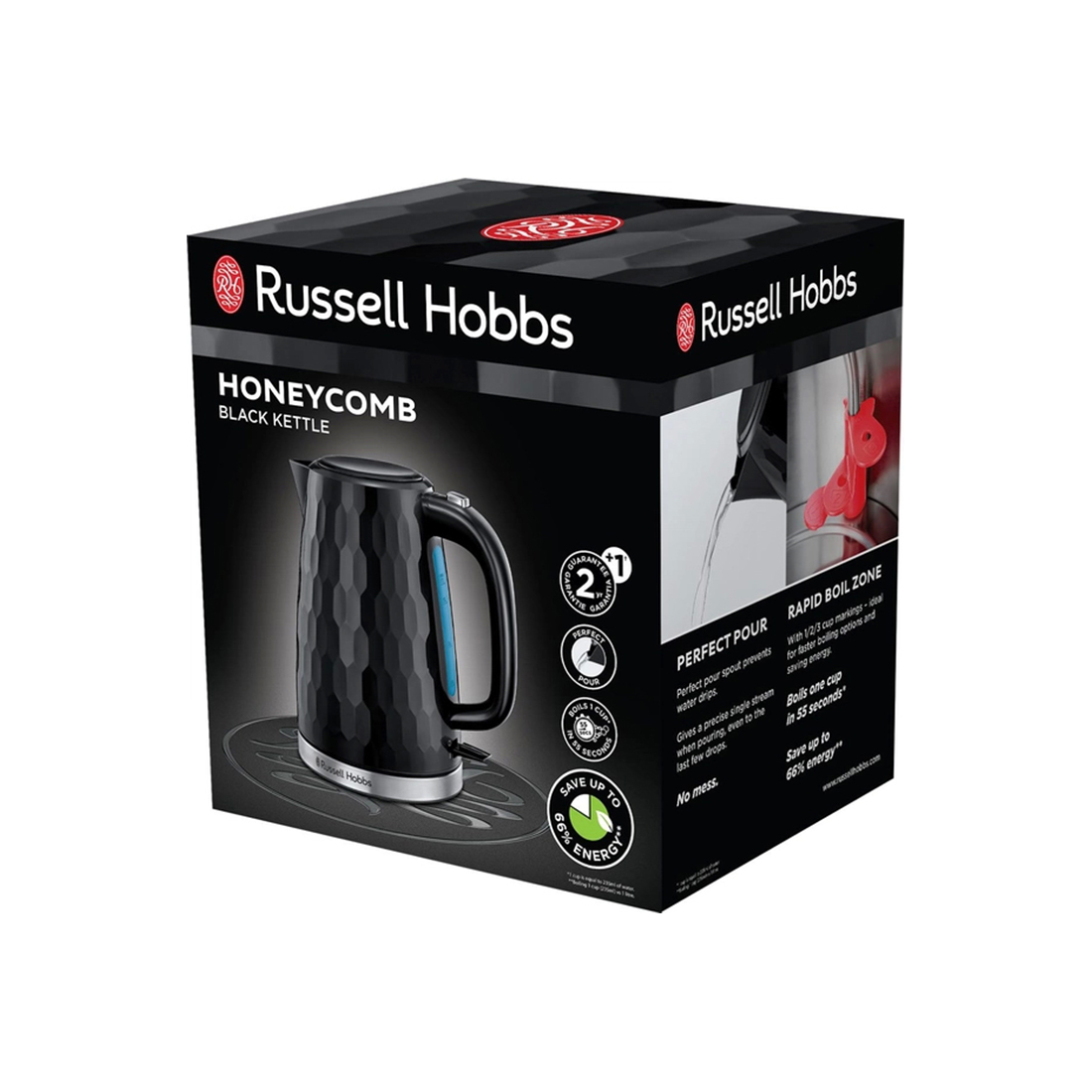 Чайник электрический, Russell Hobbs, 26051-70, Объем 1.7л, Пластик, Защита от перегрева, Выключение при снятии с базы, Мощность 2400W, Черный