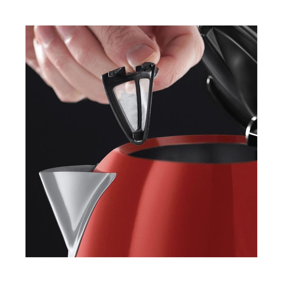 Чайник электрический, Russell Hobbs, 20412-70, Объем 1.7л, Нержавеющая сталь, Пластик, Защита от перегрева, Выключение при снятии с базы, Мощность 2400W, Красный