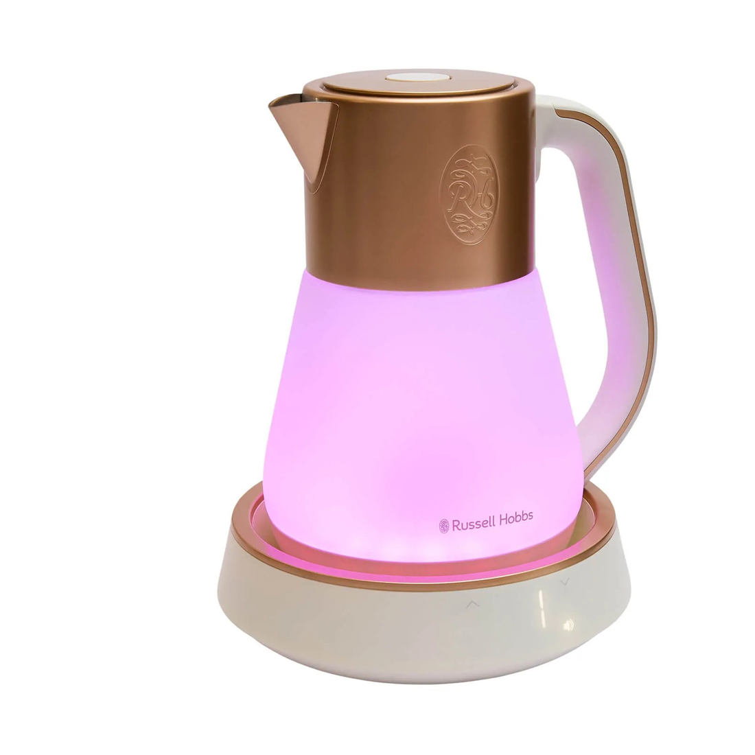 Чайник электрический, Russell Hobbs, 27450-70, Объем 1.7 л, Подсветка, Поддержание температуры, Установка температуры нагрева 40-100°C, Сигнал при закипании, Белый/Золотой