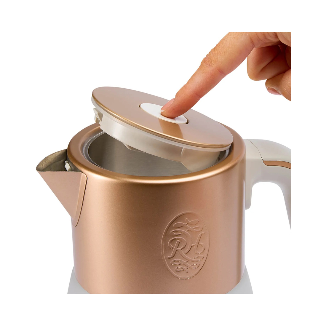 Чайник электрический, Russell Hobbs, 27450-70, Объем 1.7 л, Подсветка, Поддержание температуры, Установка температуры нагрева 40-100°C, Сигнал при закипании, Белый/Золотой