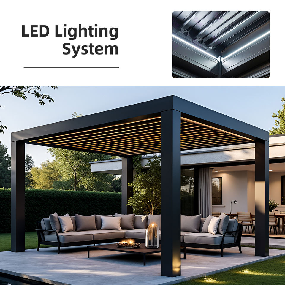 Люксовая биоклиматическая беседка Sunroom с электроприводом