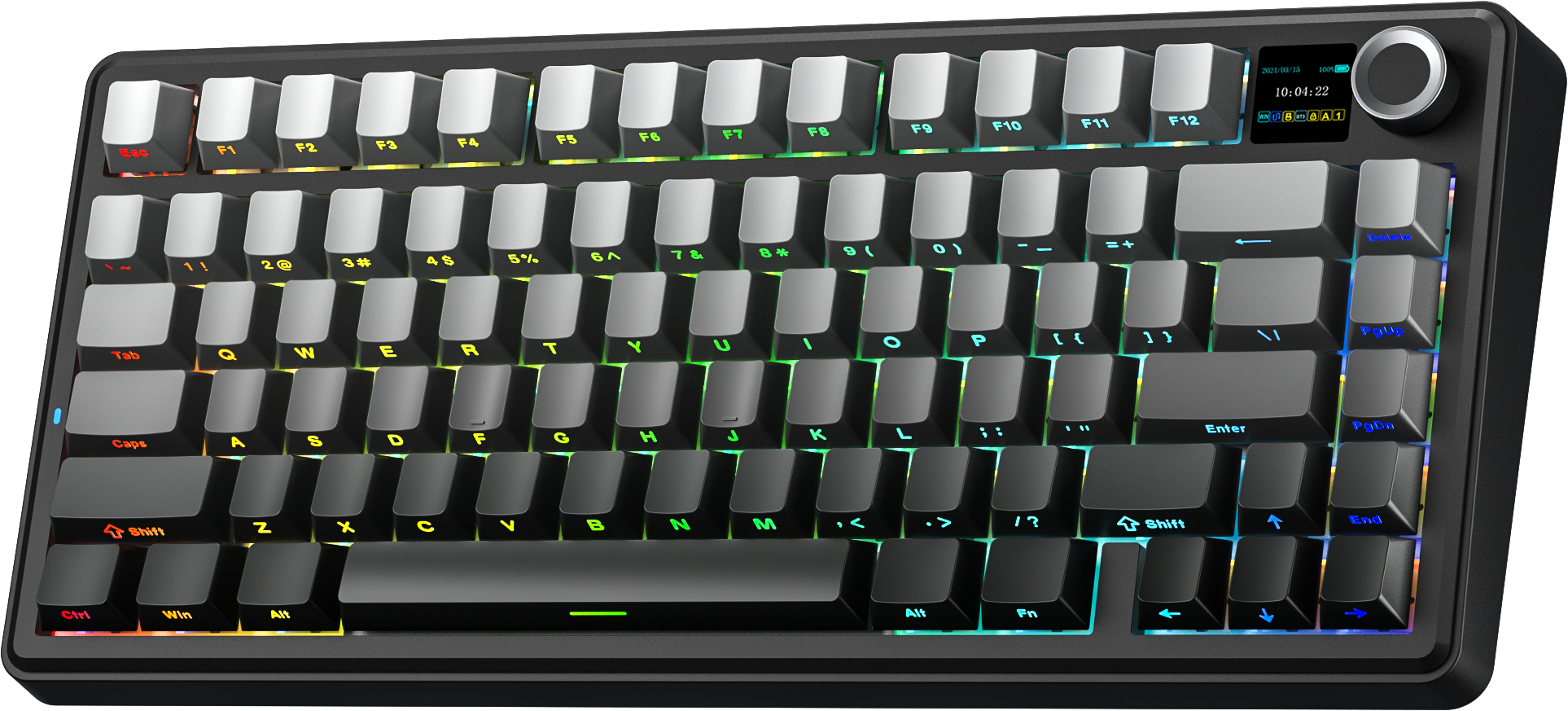 AULA F75 MAX Wired 2.4G Three Mode RGB Gaming Keyboard with LCD Screen