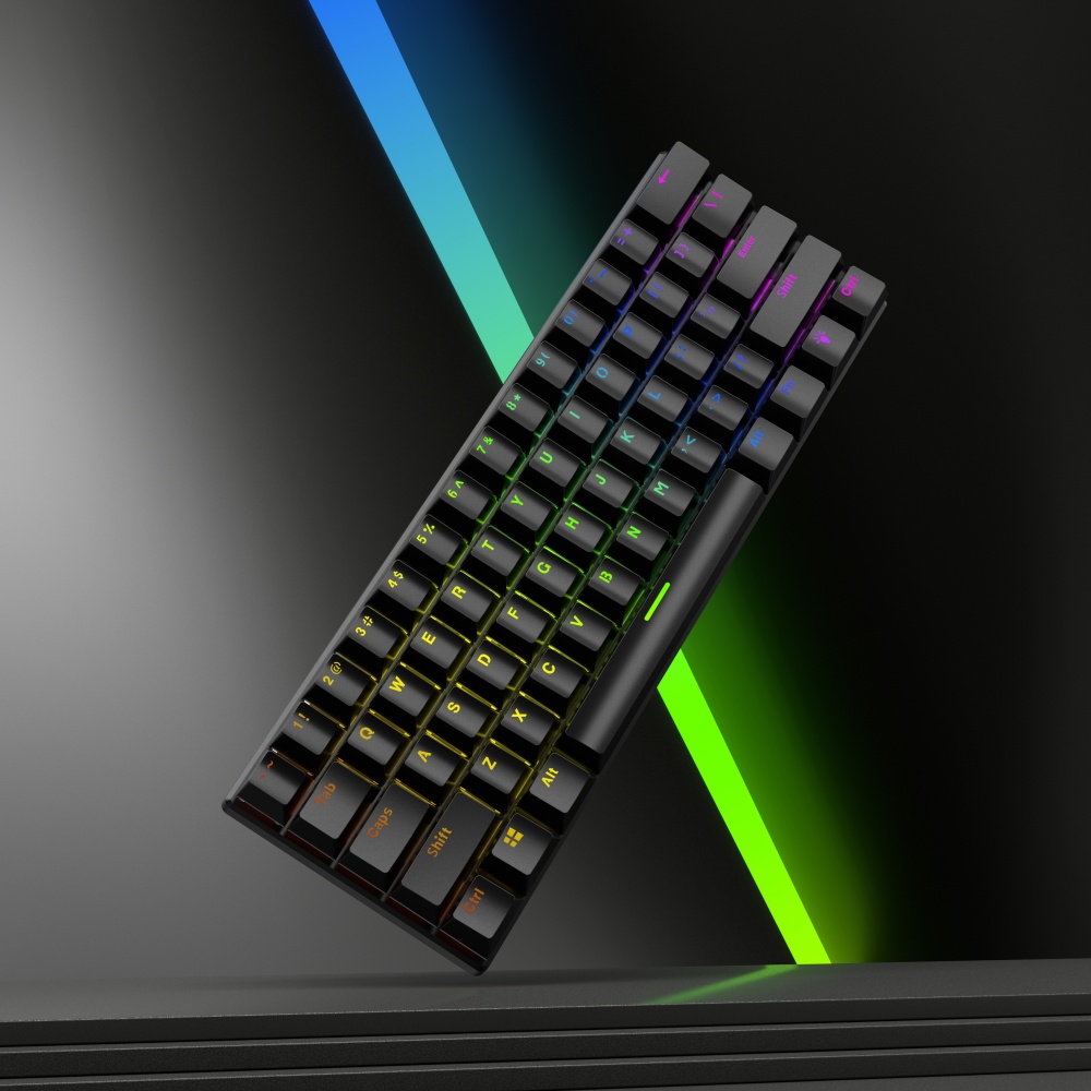 61-key Portable Small Keyboard 22-key Anti-Ghosting Wired Mechanical Keyboard with Colorful Lights