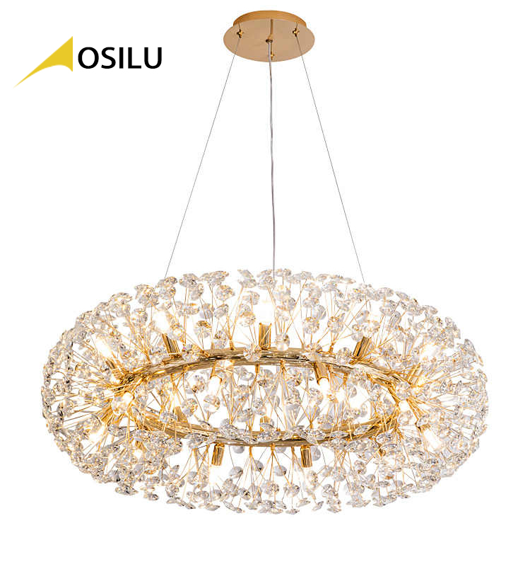 European Interior Lighting High Kids Room Ceiling Dandelion Pendants Crystal Beads Circular Lighting Chandeliers