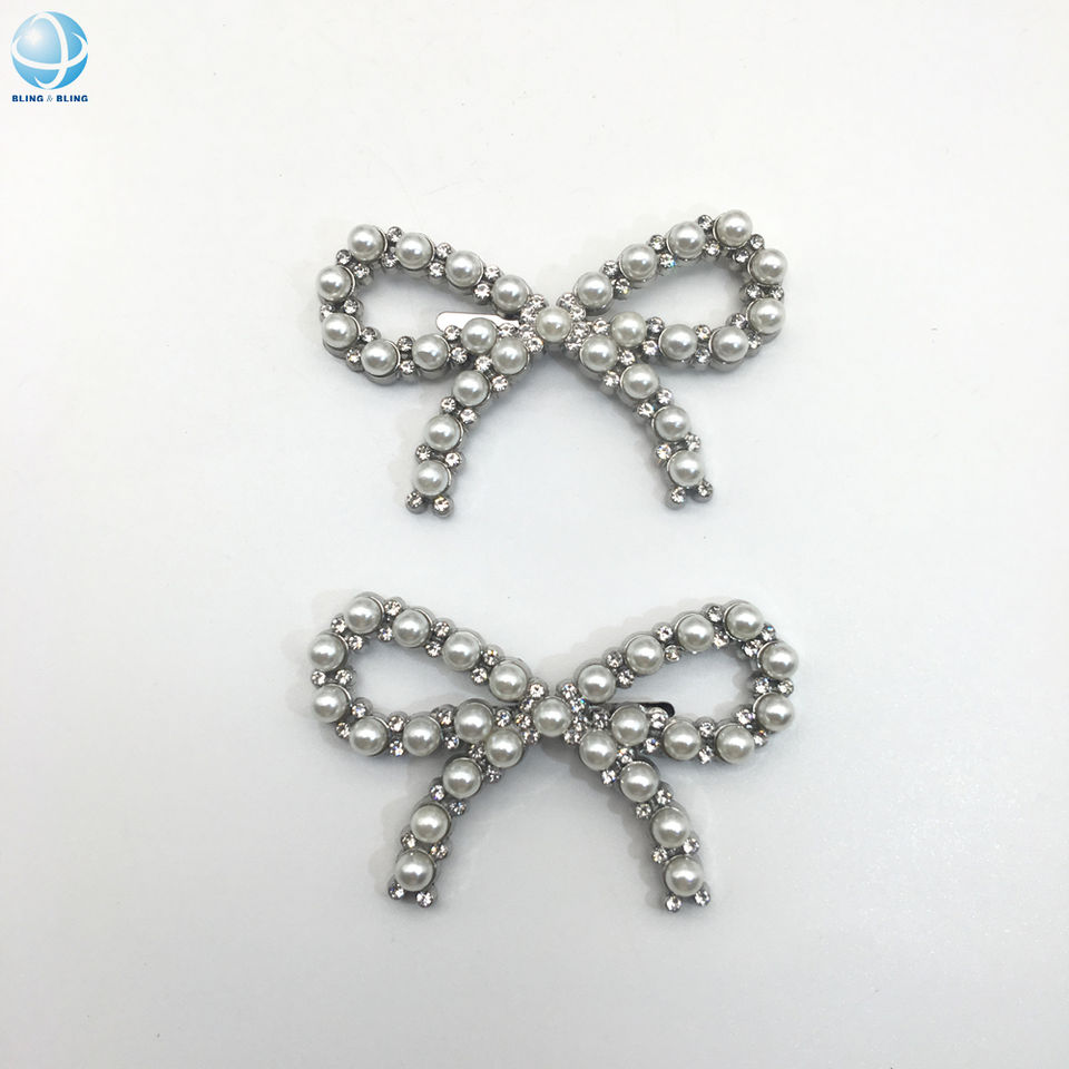 Metal Pearl Crystal Shoe Buckle