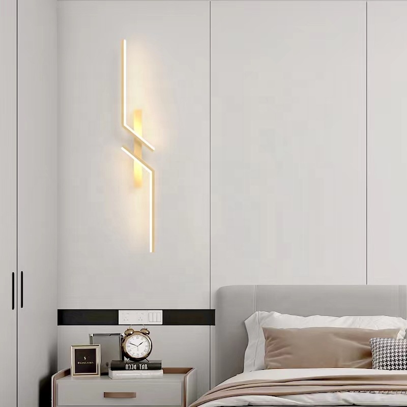 Nordic Minimalist LED Long Wall Lamp Black Gold Luxury Decor Wall Lights for Home Living Room Bedroom LED Wall Lamp Interior