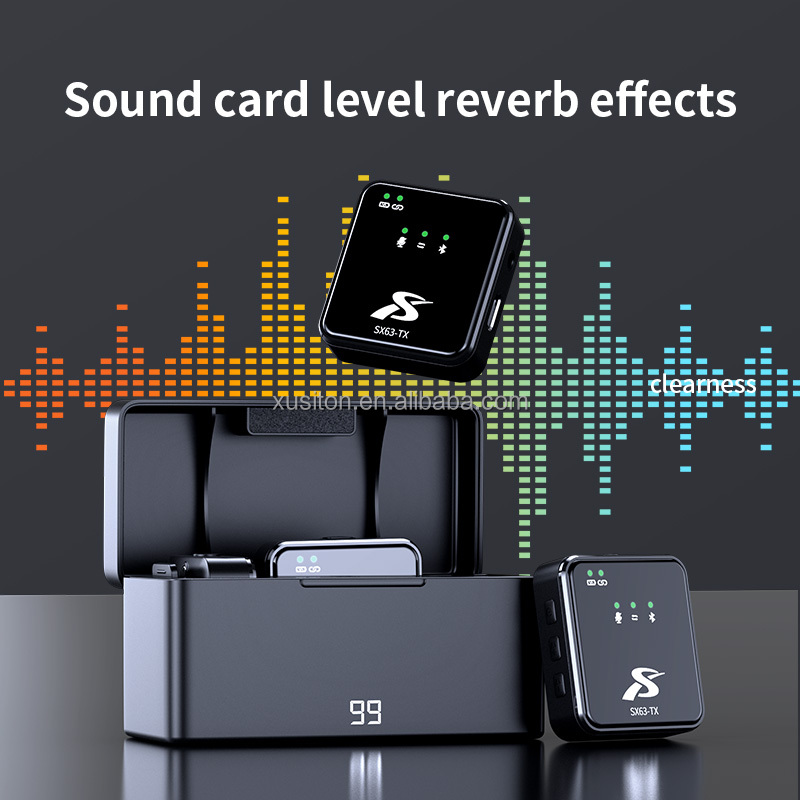 Lavalier Microphone Wireless SX63 with Charging Box Gaming Vlog Broadcast Speech Studio Condenser Gaming Microphone