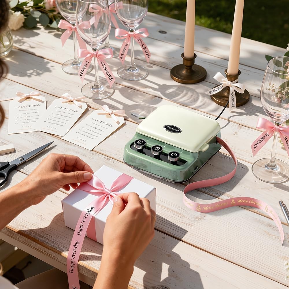 Phomemo Ribbon Label Printer, P15 Custom Text/Icon Mini  Portable Label Maker Machine with Tape for Gift