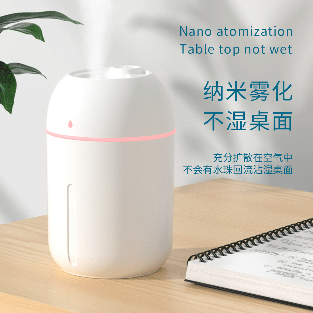 Custom Logo USB Rechargeable 330ml Mini Portable Cool-Mist Air Humidifier Aromatherapy Essential Oil Diffuser Low Noise Night