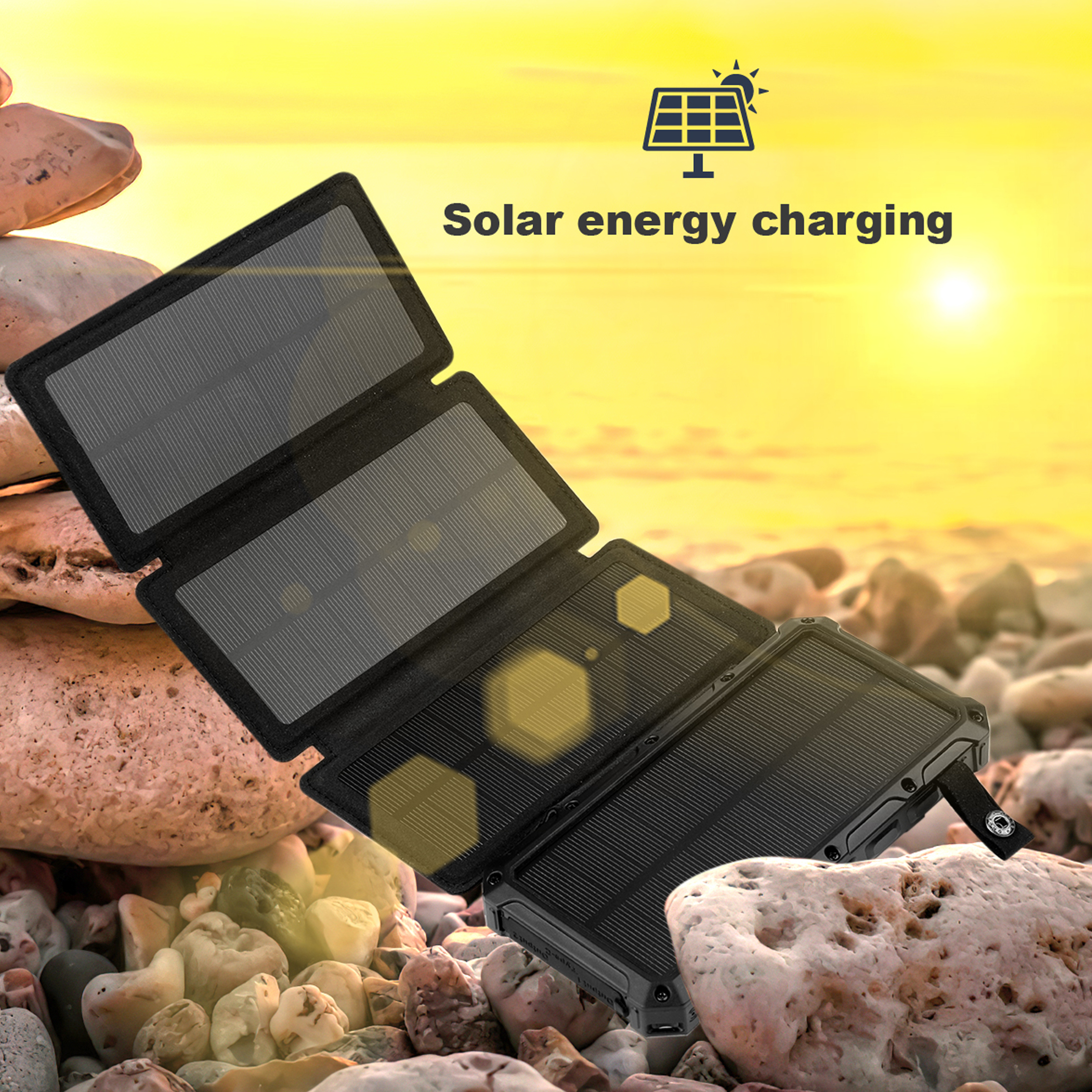 High Cost Effective 4 Foldable Solar Panel Power Bank Outdoor High-Speed Charging Solar Charger 26800Mah