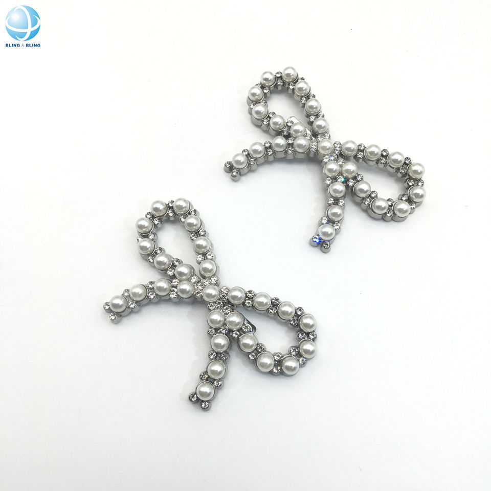 Metal Pearl Crystal Shoe Buckle