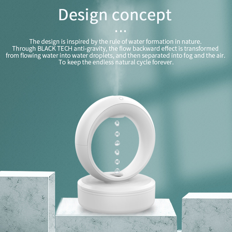 2026 New Night Light Aroma Diffuser Ultrasonic Cool Mist Anti-gravity Creative Design Water Drop Anti Gravity air Humidifier