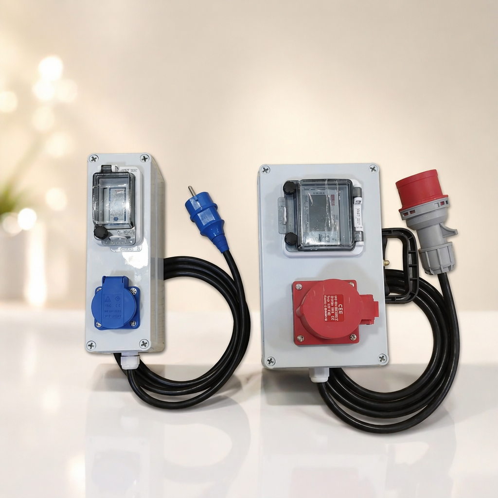 Fineco Three Phase 16A/32A PC Portable WiFi Power Distribution Box IP67 with MID Meter Ready-to-deploy 6 Sockets