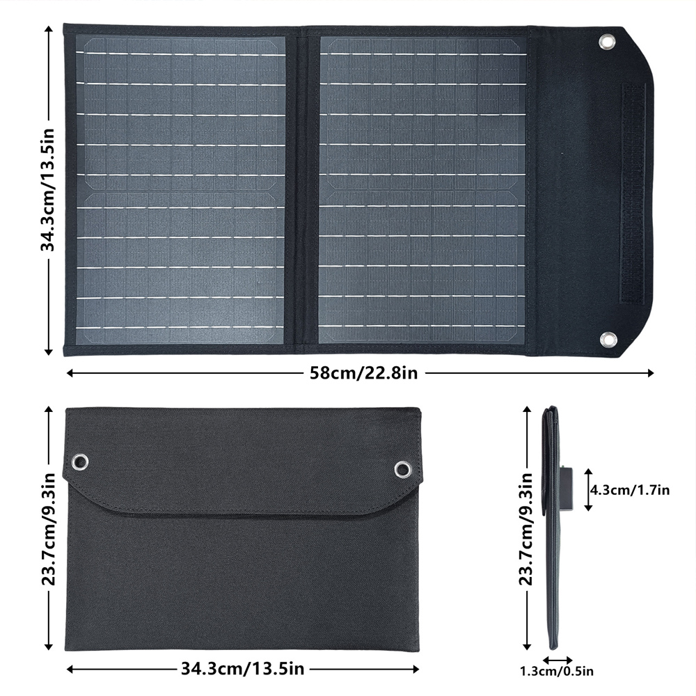 20/40/60W Monocrystalline Silicon Solar Panel Charger Outdoor Emergency Phone Charger Photovoltaic Power Supply