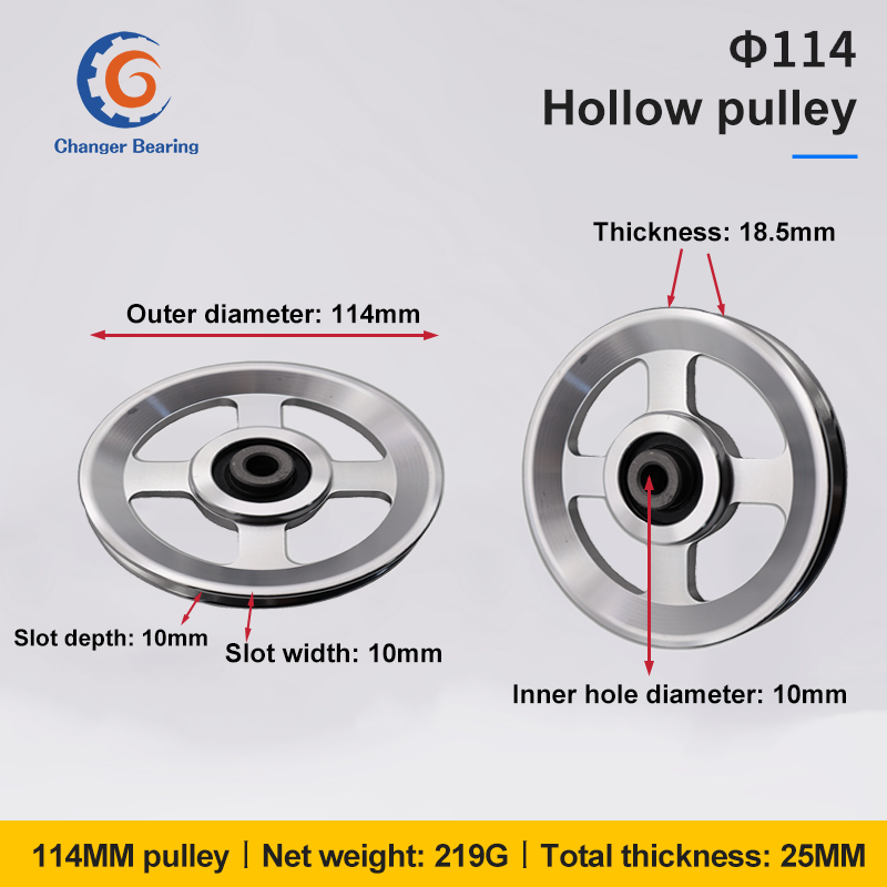 Diameter 114mm French Fitness Type Aluminum Alloy Pulley Gym Machines for Home Wheel Bearings Aluminum Pulley in STOCK