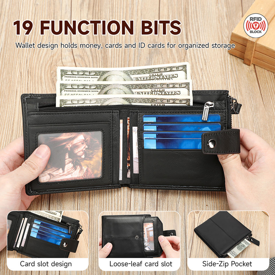 Мужской кожаный Bifold кошелек MARRANT с RFID