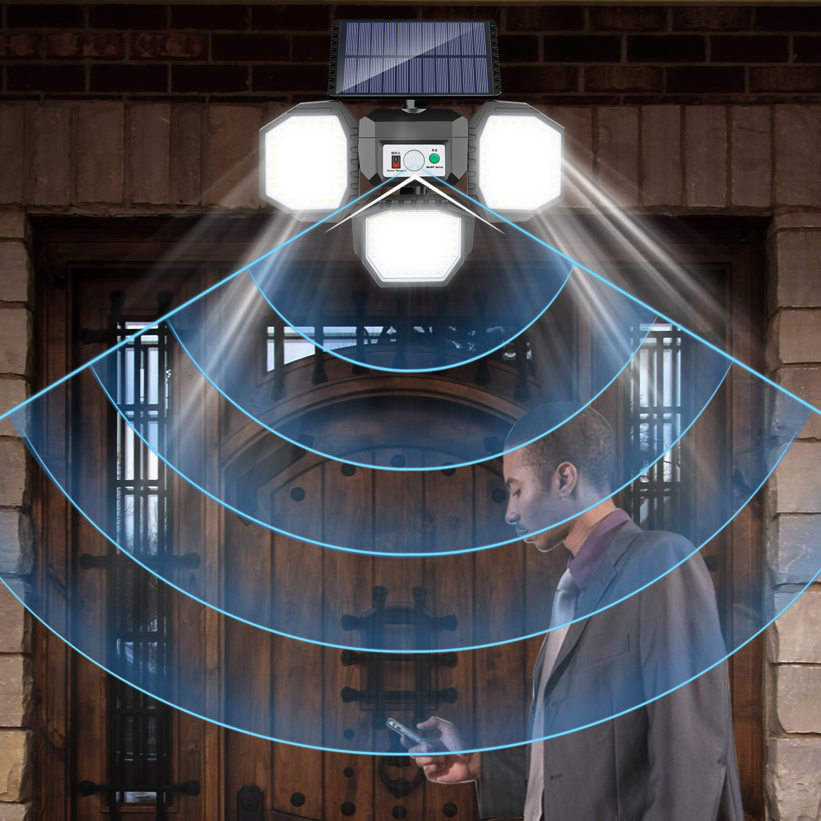 Outdoor Garden Solar Lights 234 LED Used in the Courtyard Garage IP65 Waterproof Solar Motion Sensor Remote Control Light