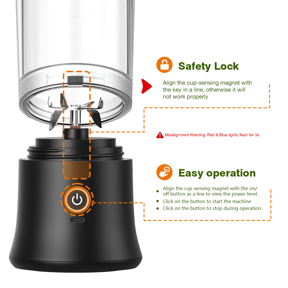 Factory New Design Portable Usb  C Blender Cup Portable Juicer for Home Outdoor Use 500ML Potable Blender