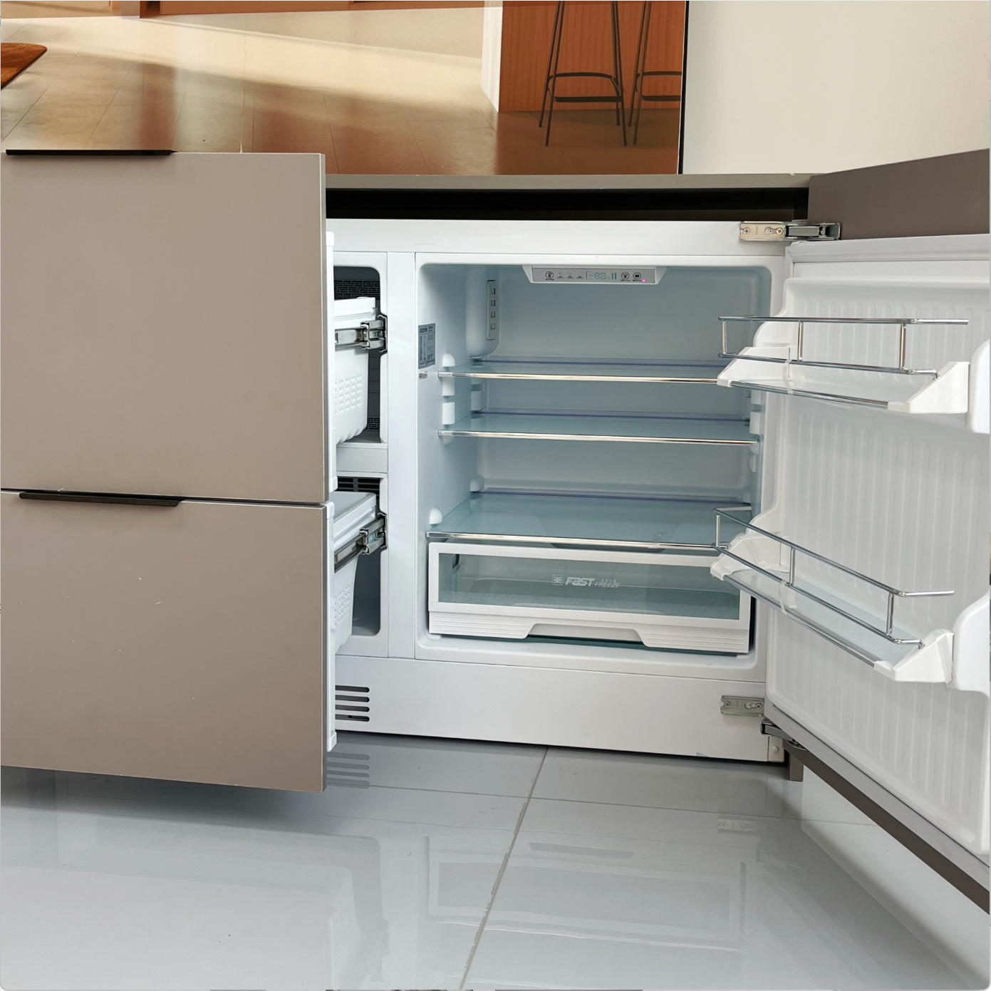196L Fully Integrated French Home Refrigerator Freezer Undercounter Drawer-Type Built-in Ice Maker Drawer-type