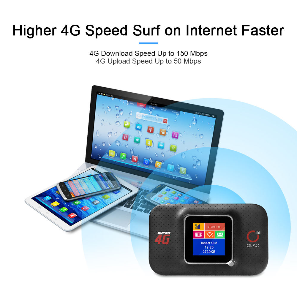 OLAX MF982 Black Portable Lte Modem Wifi Router Wifi 4g Router with Sim Card 3000mah Dual Sim Router Modem Wireless Network Card