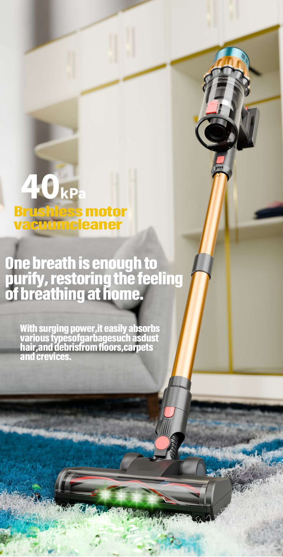 650W 29.6V Customized Telescopic Tube Handheld Vacuum Cleaner Household Stick Vacuums Cleaner High Power Cordless Vacuum Cleaner