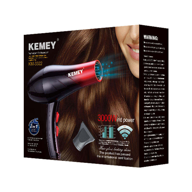 Фен KEMEY KM-3322 (3 режима)