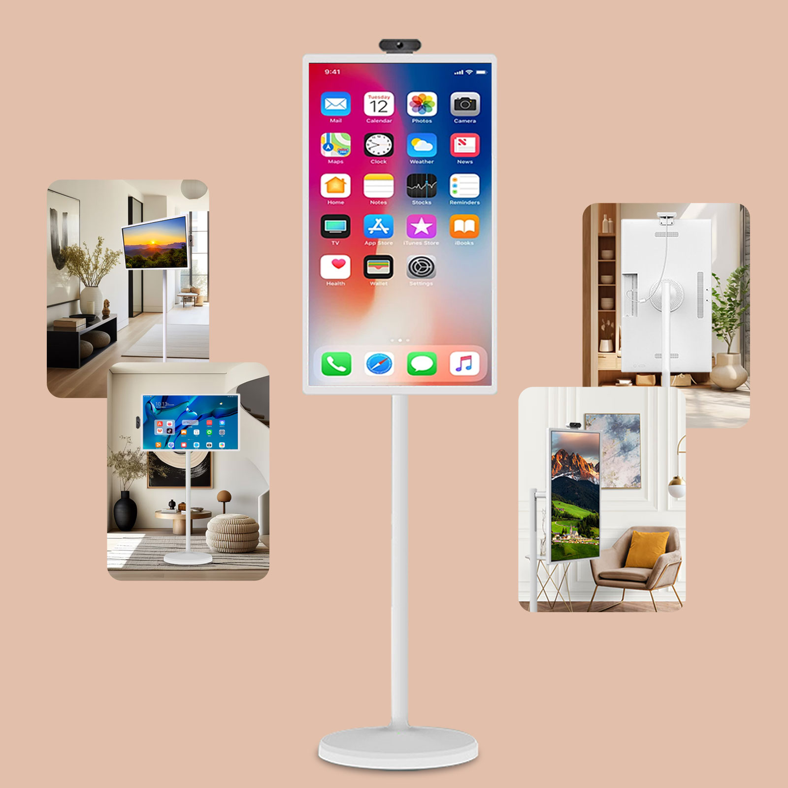Hot Sale 24Inch Smart Screen Touch Screen Portable  Movable Rechargeable Lcd Smart Screen (size Option 24/27/32 Option)
