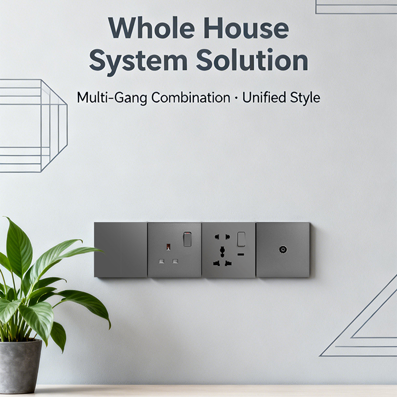 High Quality British UK EU Canada Korean Standard Grey Skin Soft Feel Electric Wall Switch and Socket Factory Direct Sale