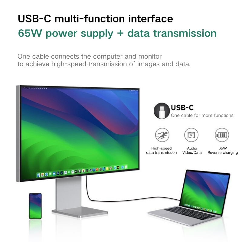TCOLOR 32 Inch 4k Monitor Aluminium 3840x2160 Vertical Screen HDR600 Monitors IPS Screen 4k 5k 6K Monitor with Stand for mac