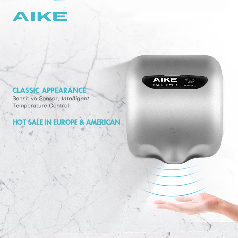 AIKE AK2800B Professional Manufacturer Durable Automatic Stainless Steel High Speed Hand Dryer for Commercial Bathroom